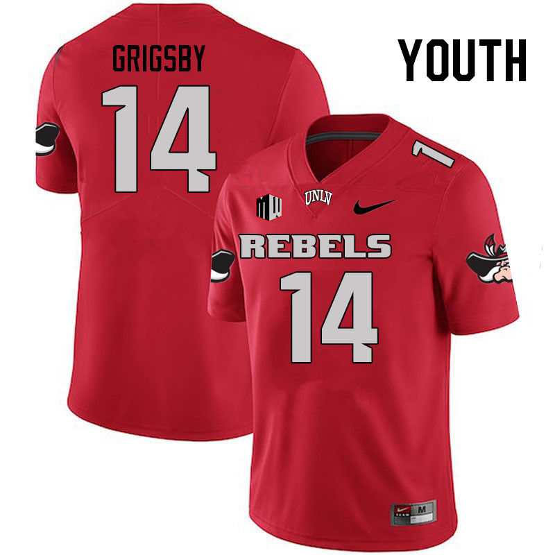 Youth #14 Jah'Von Grigsby UNLV Rebels College Football Jerseys Stitched Sale-Scarlet - Click Image to Close
